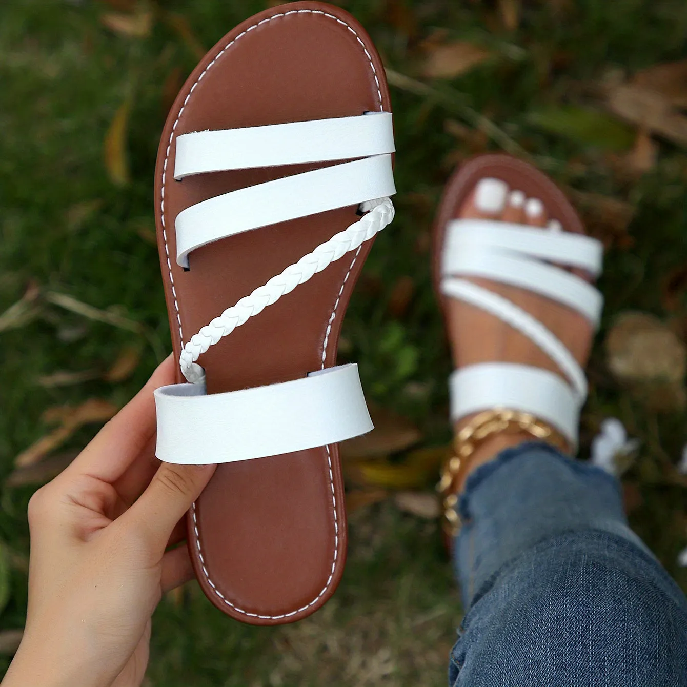 Women's Casual Flat Slide |  Open Toe Slip On Shoes