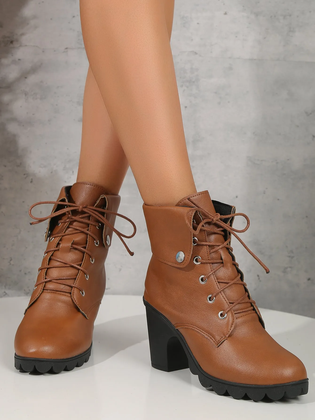 Women's High Heel Lace-up Ankle Boots