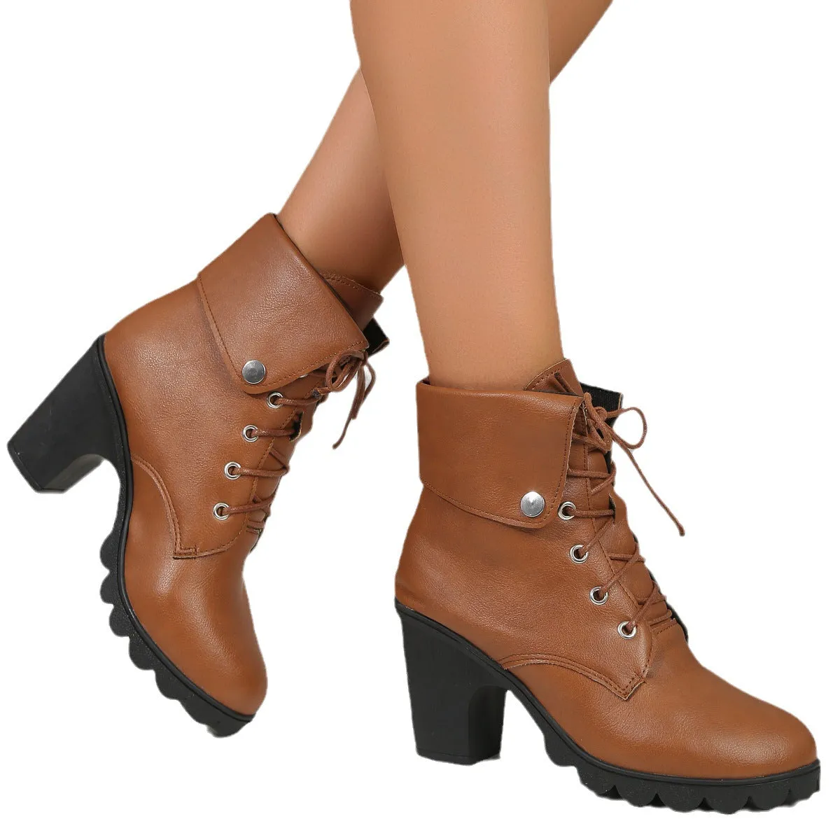 Women's High Heel Lace-up Ankle Boots
