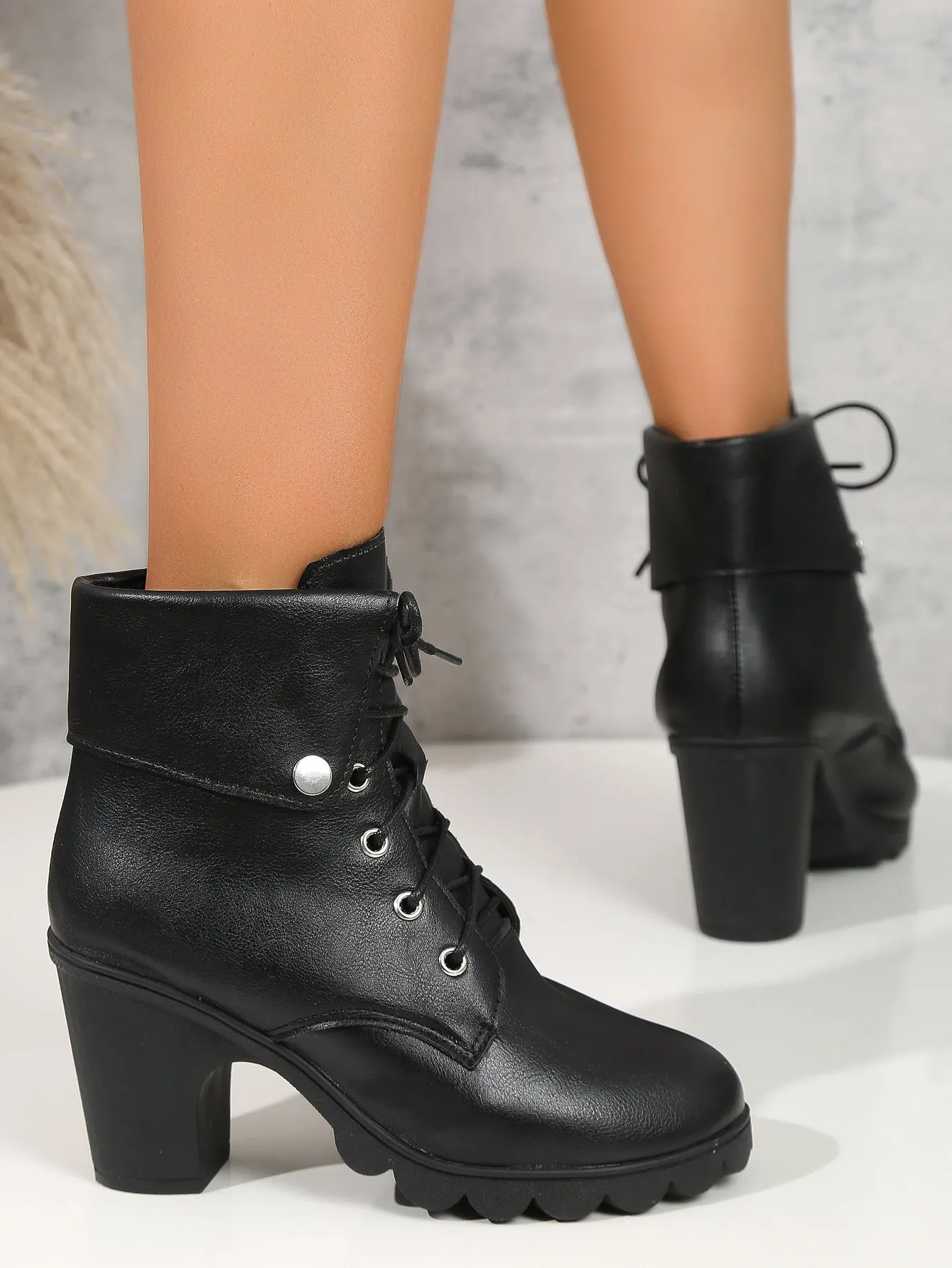Women's High Heel Lace-up Ankle Boots