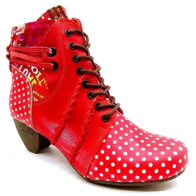 Women's High-Heeled Ankle Boots – Genuine Leather, Polka Dot Design, Fashionable & Stylish Boots for Ladies