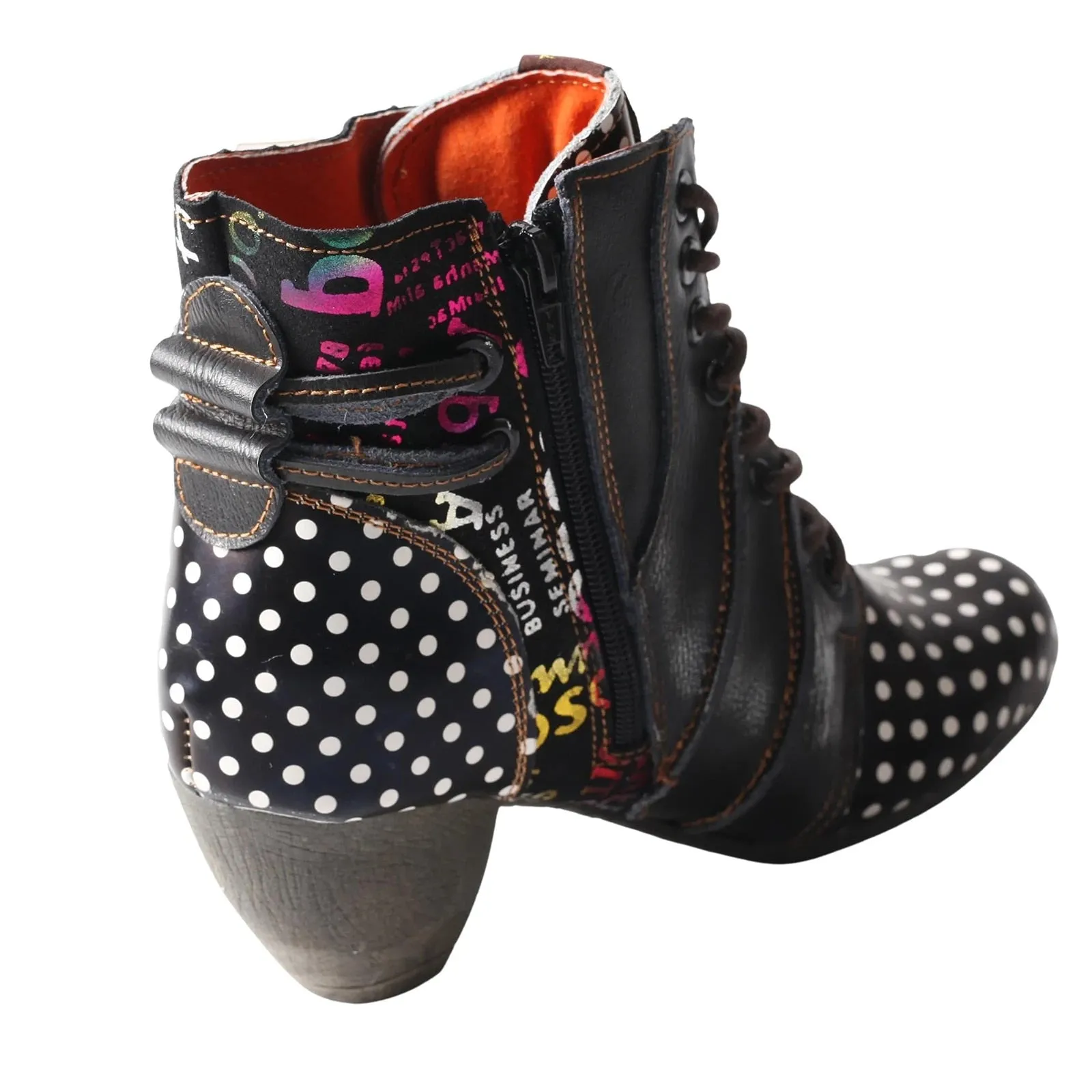 Women's High-Heeled Ankle Boots – Genuine Leather, Polka Dot Design, Fashionable & Stylish Boots for Ladies