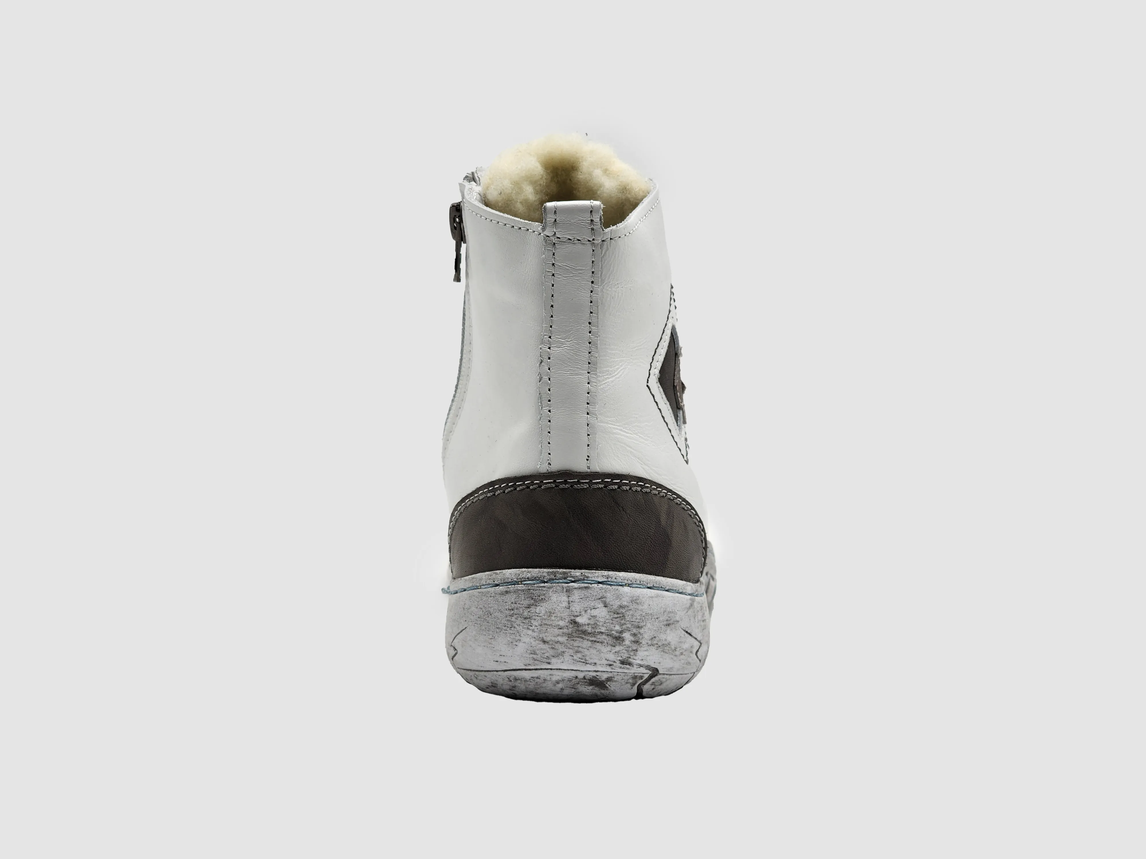 Women's Original Thick Wool-Lined Zip-Up Leather Boots - White