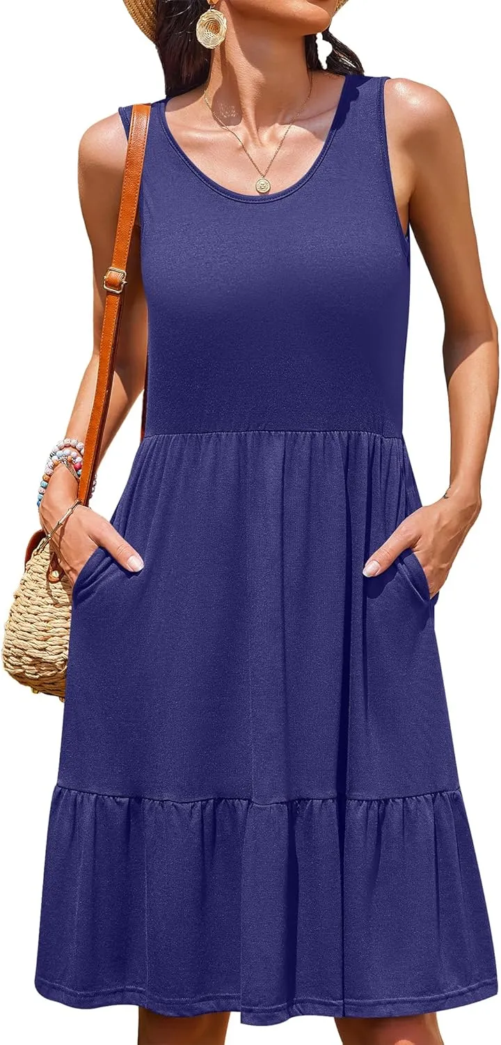 Zeagoo Women Summer Dresses Sleeveless Casual Tank Dress