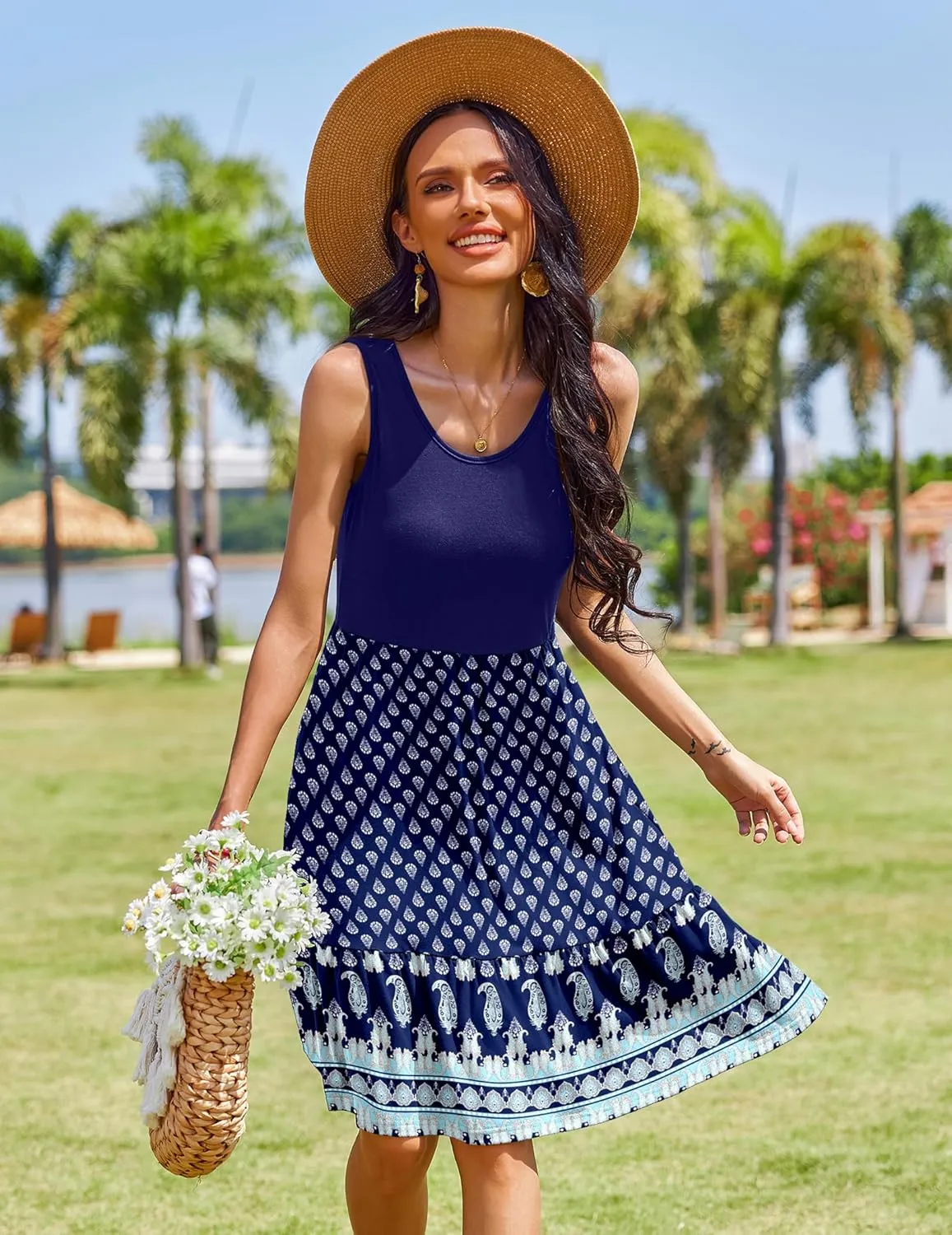 Zeagoo Women Summer Dresses Sleeveless Casual Tank Dress
